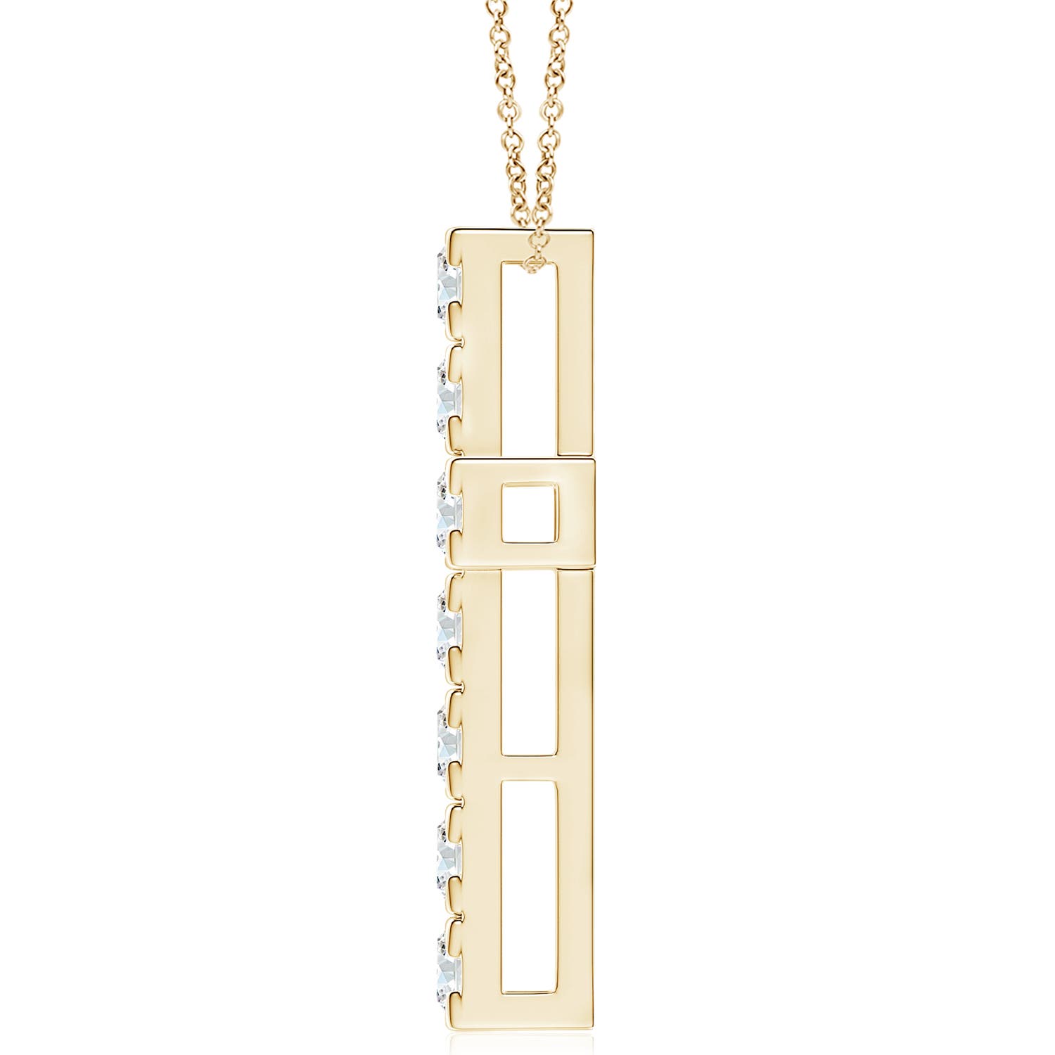 4mm FGVS Lab-Grown Flat Prong-Set Diamond Cross Pendant in Yellow Gold