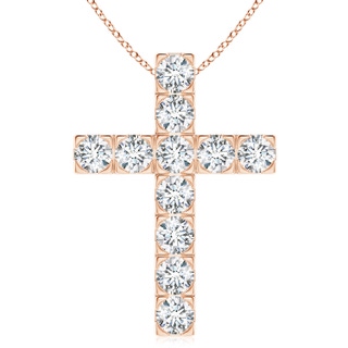 5.1mm FGVS Lab-Grown Flat Prong-Set Diamond Cross Pendant in 9K Rose Gold