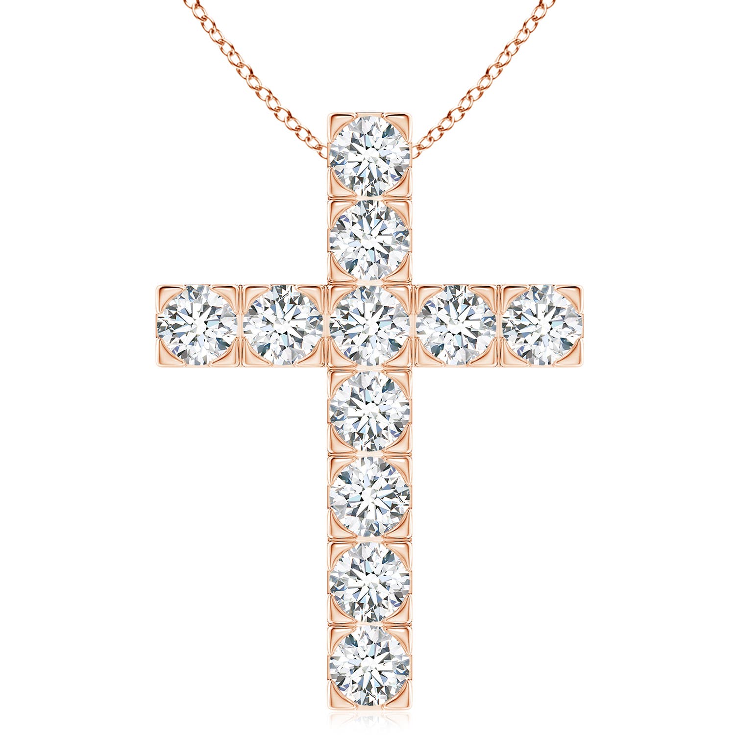 5.1mm FGVS Lab-Grown Flat Prong-Set Diamond Cross Pendant in Rose Gold