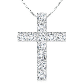 5.4mm FGVS Lab-Grown Flat Prong-Set Diamond Cross Pendant in P950 Platinum