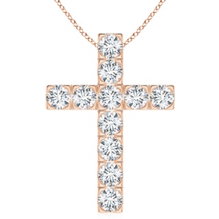 5.4mm FGVS Lab-Grown Flat Prong-Set Diamond Cross Pendant in Rose Gold