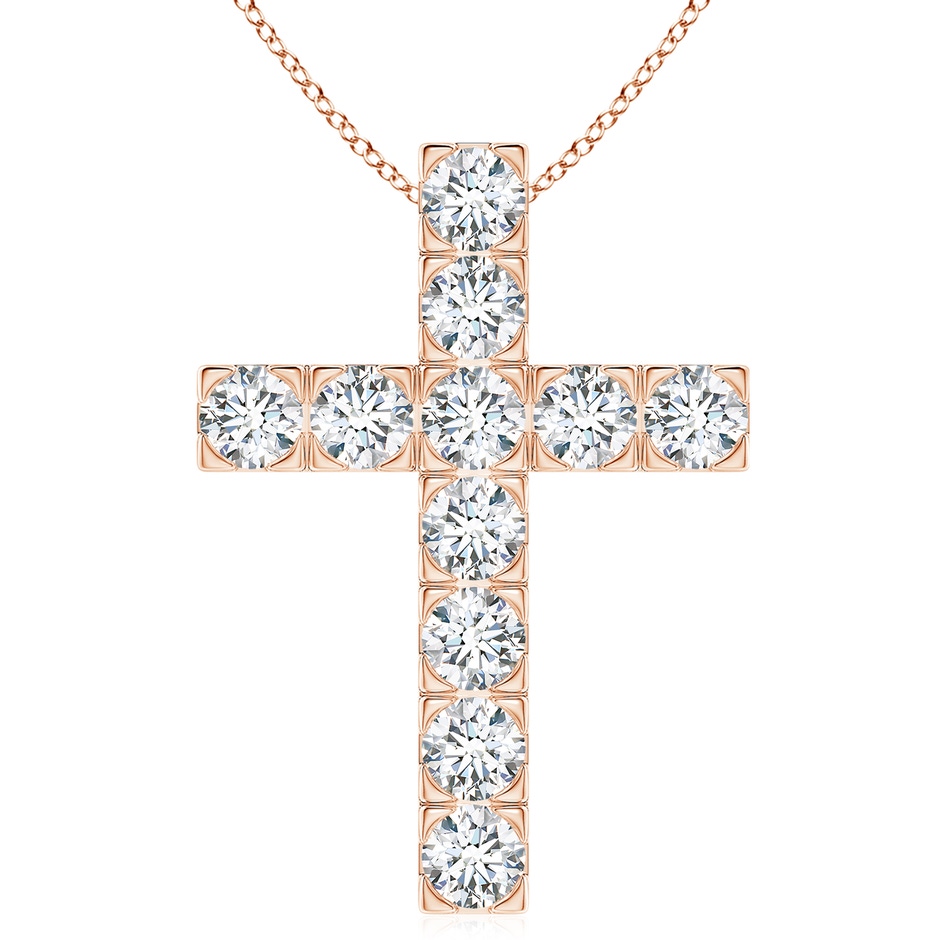 5.4mm FGVS Lab-Grown Flat Prong-Set Diamond Cross Pendant in Rose Gold 