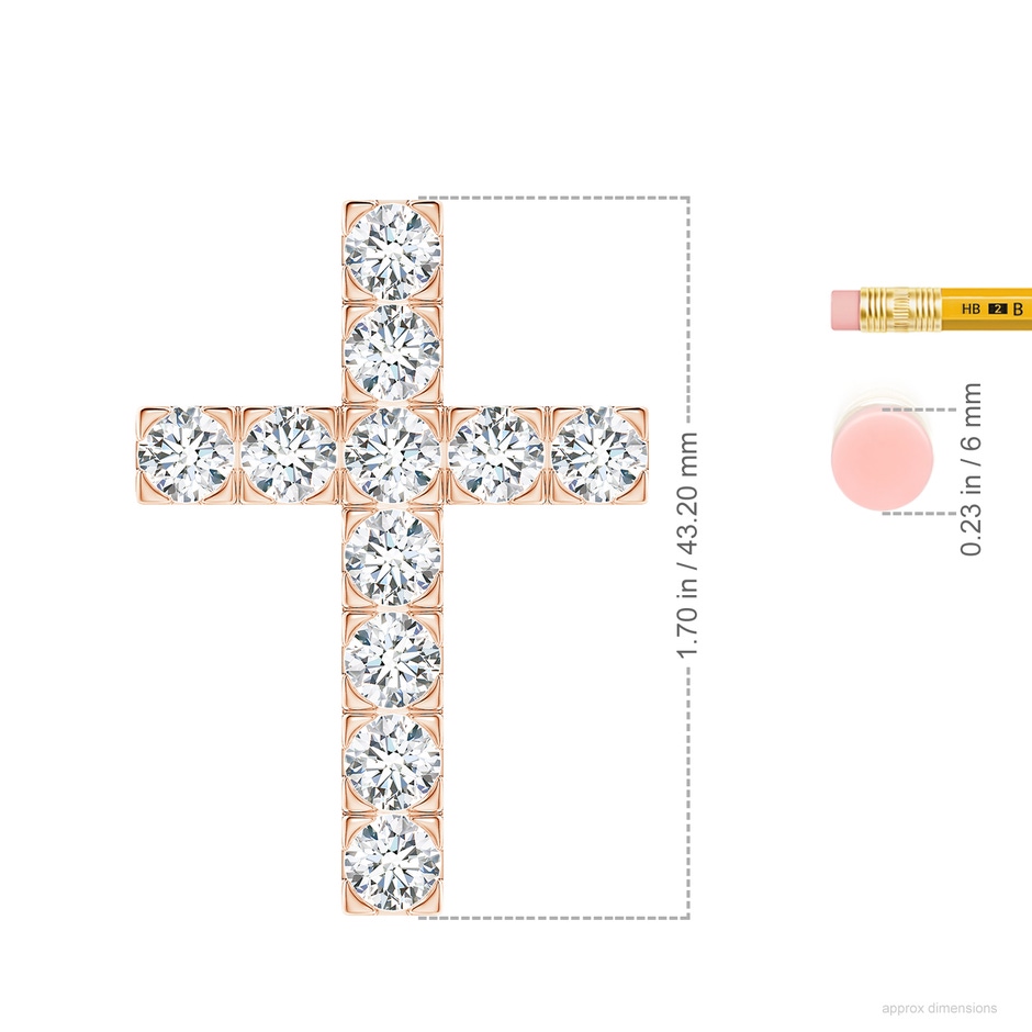 5.4mm FGVS Lab-Grown Flat Prong-Set Diamond Cross Pendant in Rose Gold ruler