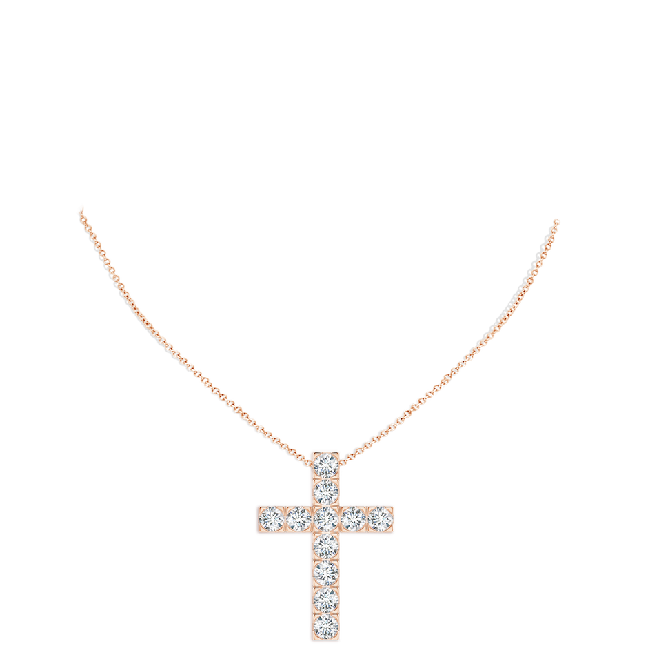5.4mm FGVS Lab-Grown Flat Prong-Set Diamond Cross Pendant in Rose Gold pen