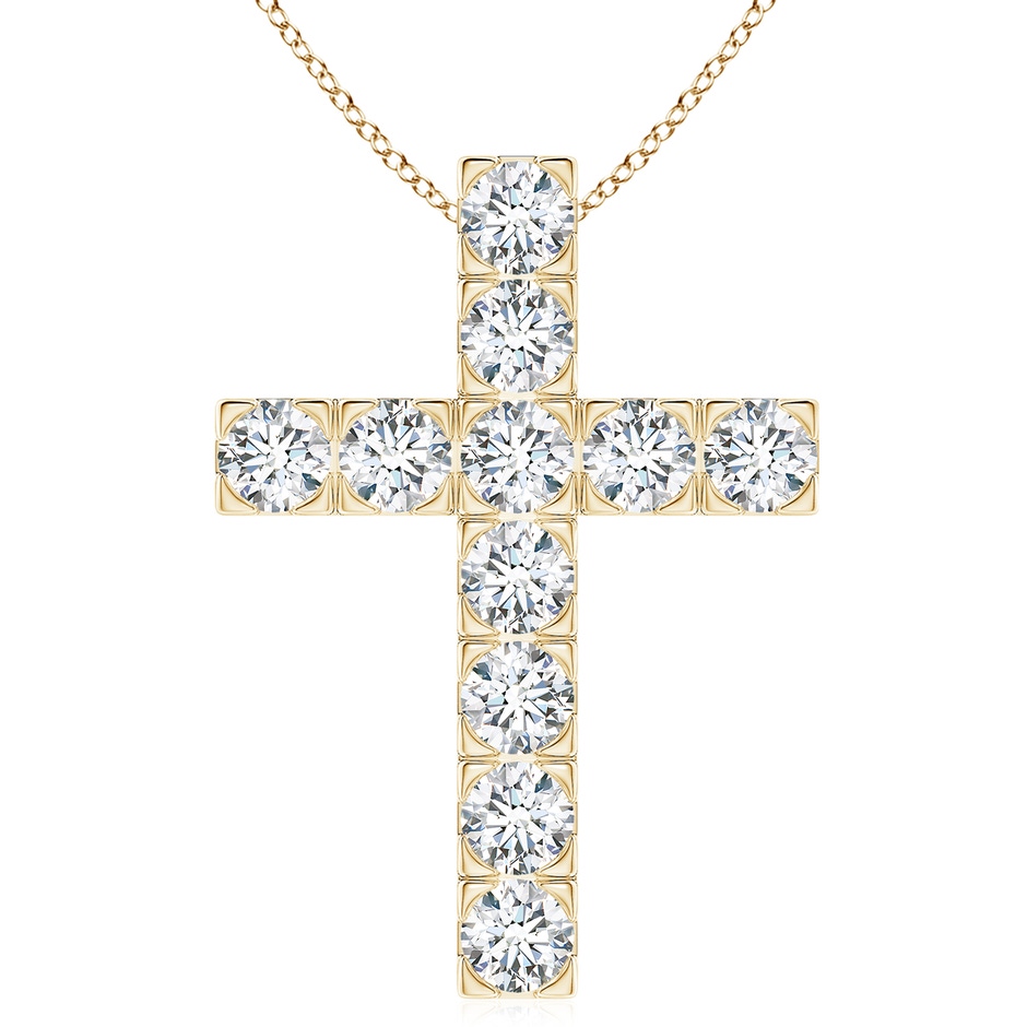 5.4mm FGVS Lab-Grown Flat Prong-Set Diamond Cross Pendant in Yellow Gold 