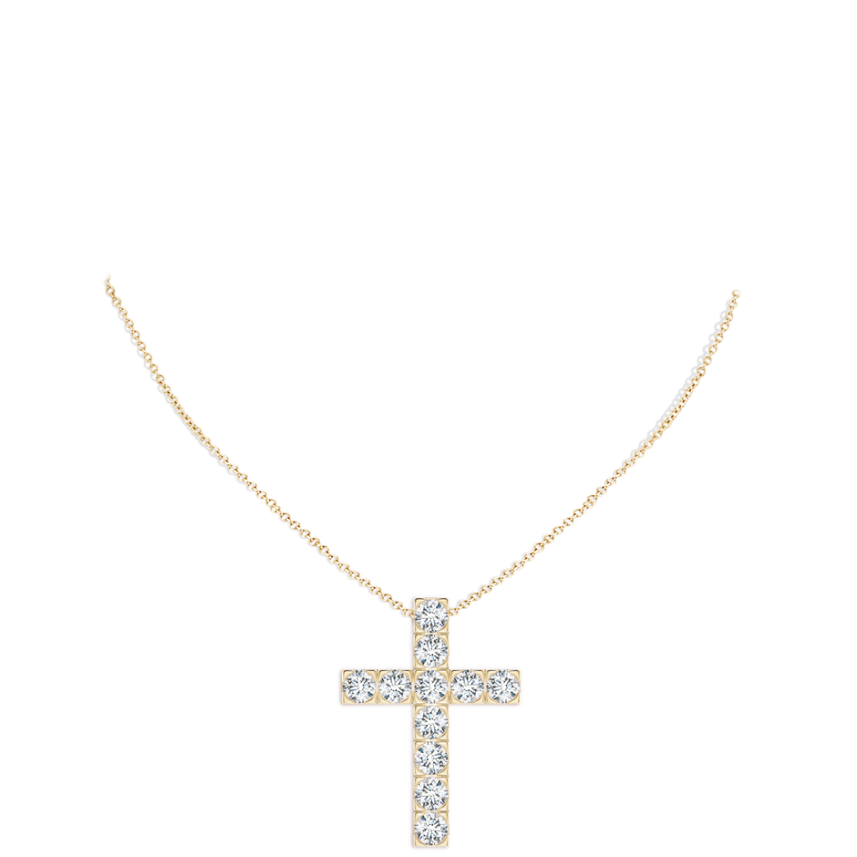 5.4mm FGVS Lab-Grown Flat Prong-Set Diamond Cross Pendant in Yellow Gold pen