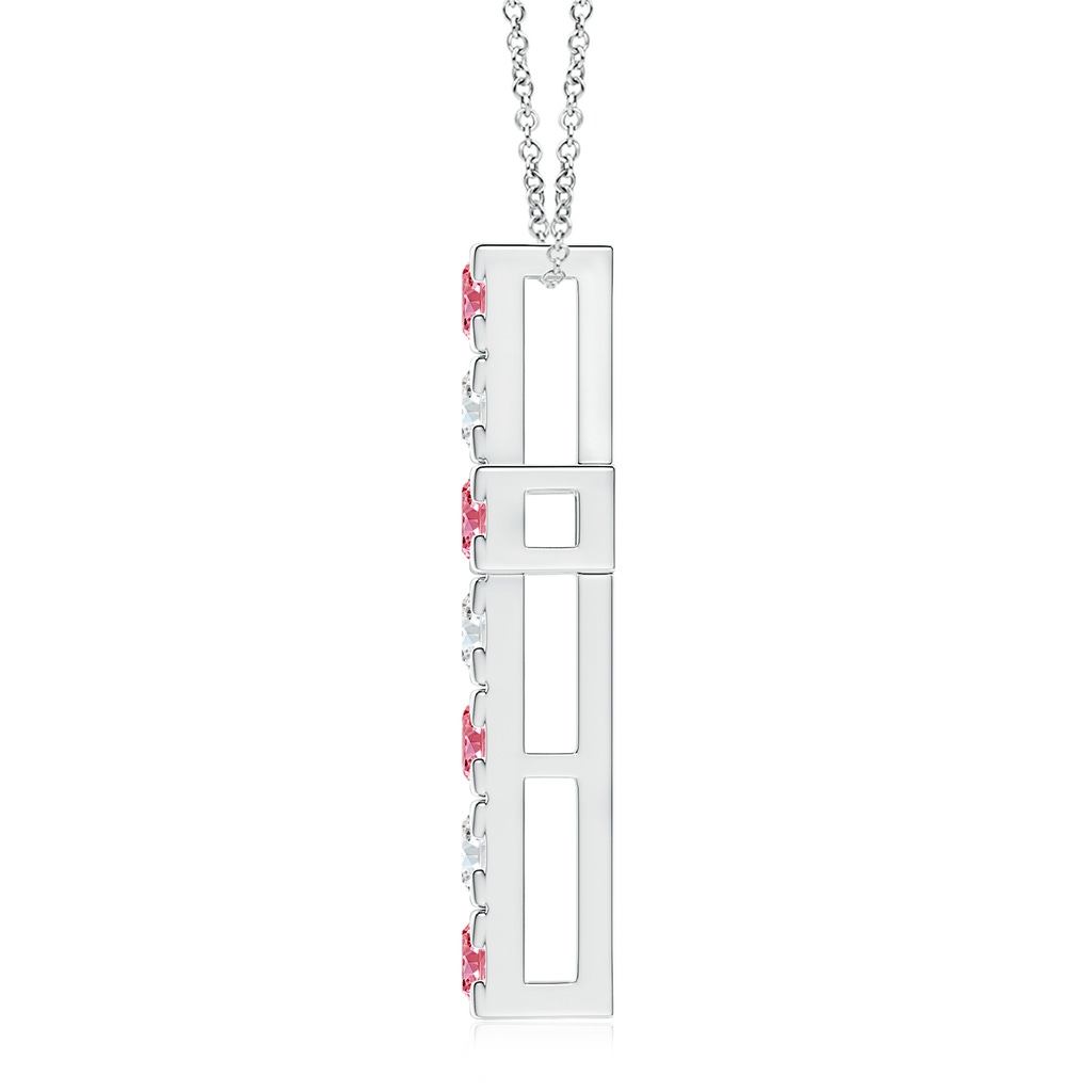 3.5mm Labgrown Flat Prong-Set Lab-Grown Fancy Intense Pink Diamond Cross Pendant in White Gold - side 199