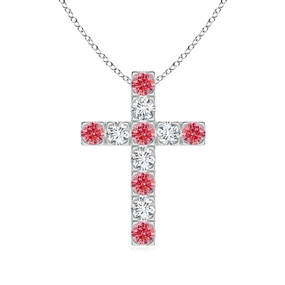 3mm Labgrown Flat Prong-Set Lab-Grown Fancy Intense Pink Diamond Cross Pendant in P950 Platinum 