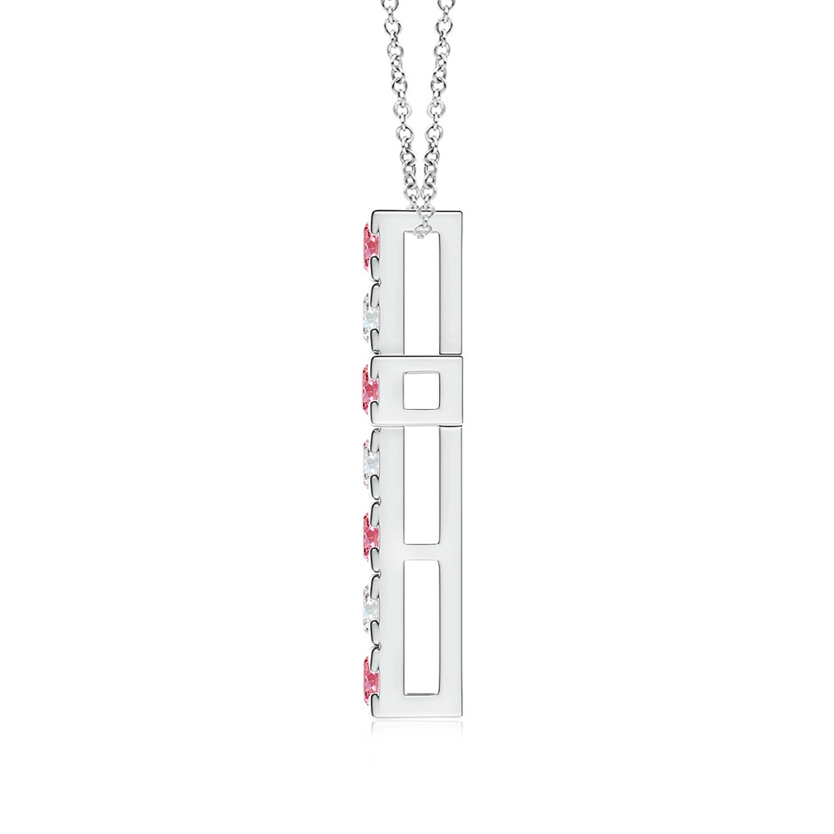 3mm Labgrown Flat Prong-Set Lab-Grown Fancy Intense Pink Diamond Cross Pendant in P950 Platinum side 199