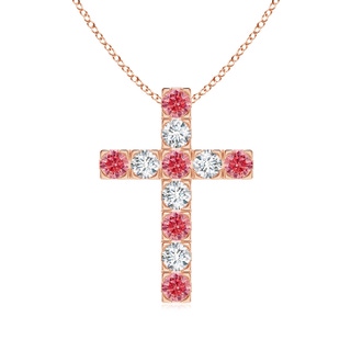 3mm Labgrown Flat Prong-Set Lab-Grown Fancy Intense Pink Diamond Cross Pendant in Rose Gold