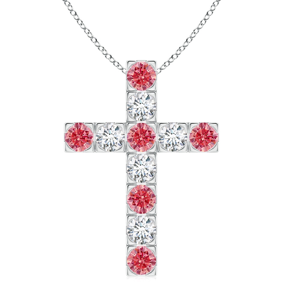 4mm Labgrown Flat Prong-Set Lab-Grown Fancy Intense Pink Diamond Cross Pendant in P950 Platinum 