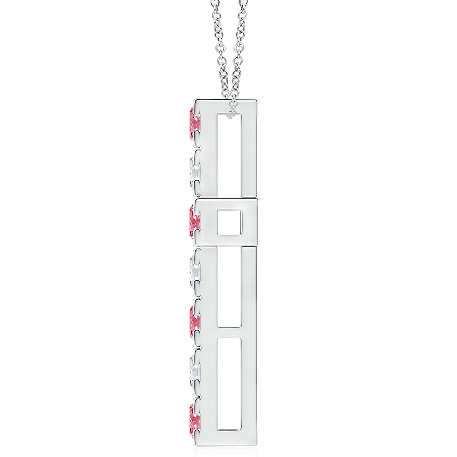 4mm Labgrown Flat Prong-Set Lab-Grown Fancy Intense Pink Diamond Cross Pendant in P950 Platinum side 199