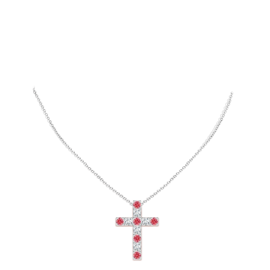 4mm Labgrown Flat Prong-Set Lab-Grown Fancy Intense Pink Diamond Cross Pendant in P950 Platinum pen