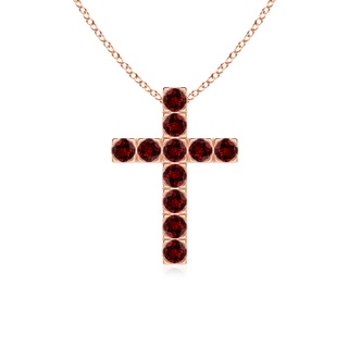 2.5mm Labgrown Lab-Grown Flat Prong-Set Ruby Cross Pendant in 9K Rose Gold