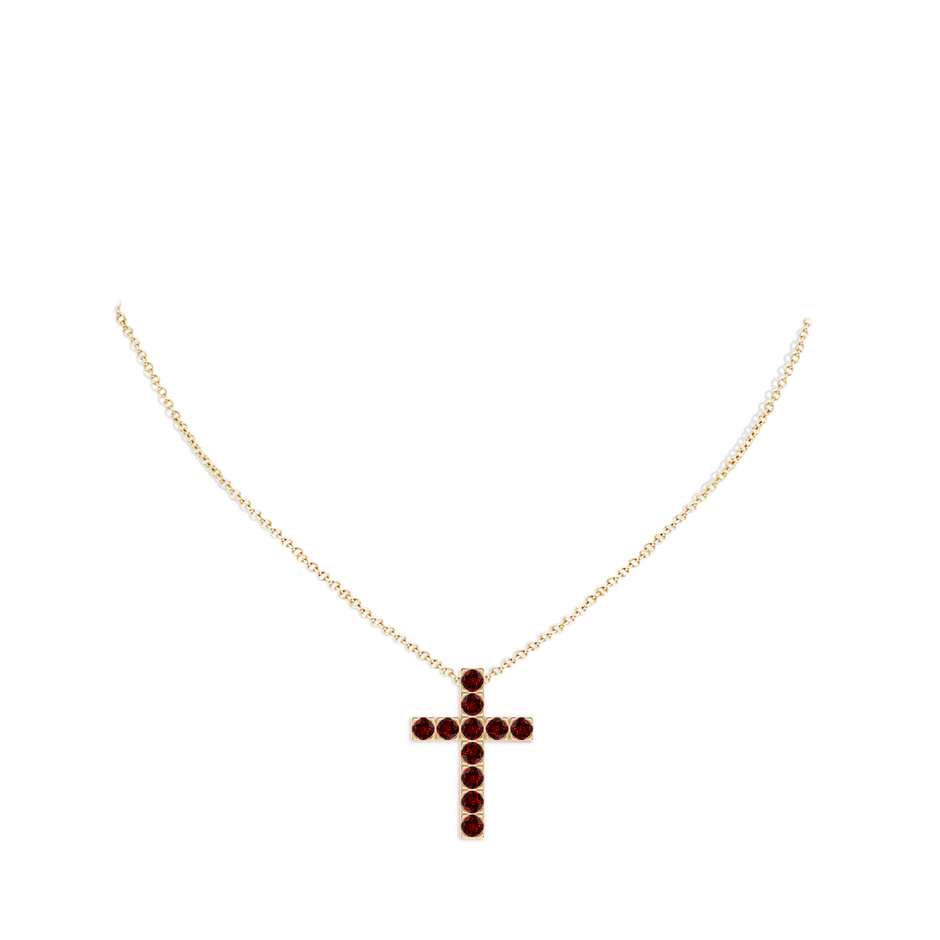 2.5mm Labgrown Lab-Grown Flat Prong-Set Ruby Cross Pendant in Yellow Gold pen