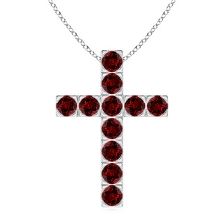 3.5mm Labgrown Lab-Grown Flat Prong-Set Ruby Cross Pendant in P950 Platinum