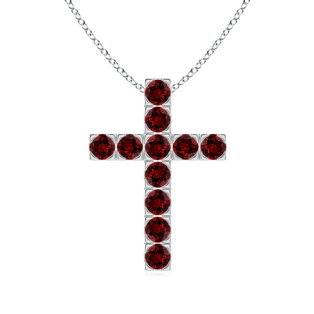 3mm Labgrown Lab-Grown Flat Prong-Set Ruby Cross Pendant in P950 Platinum