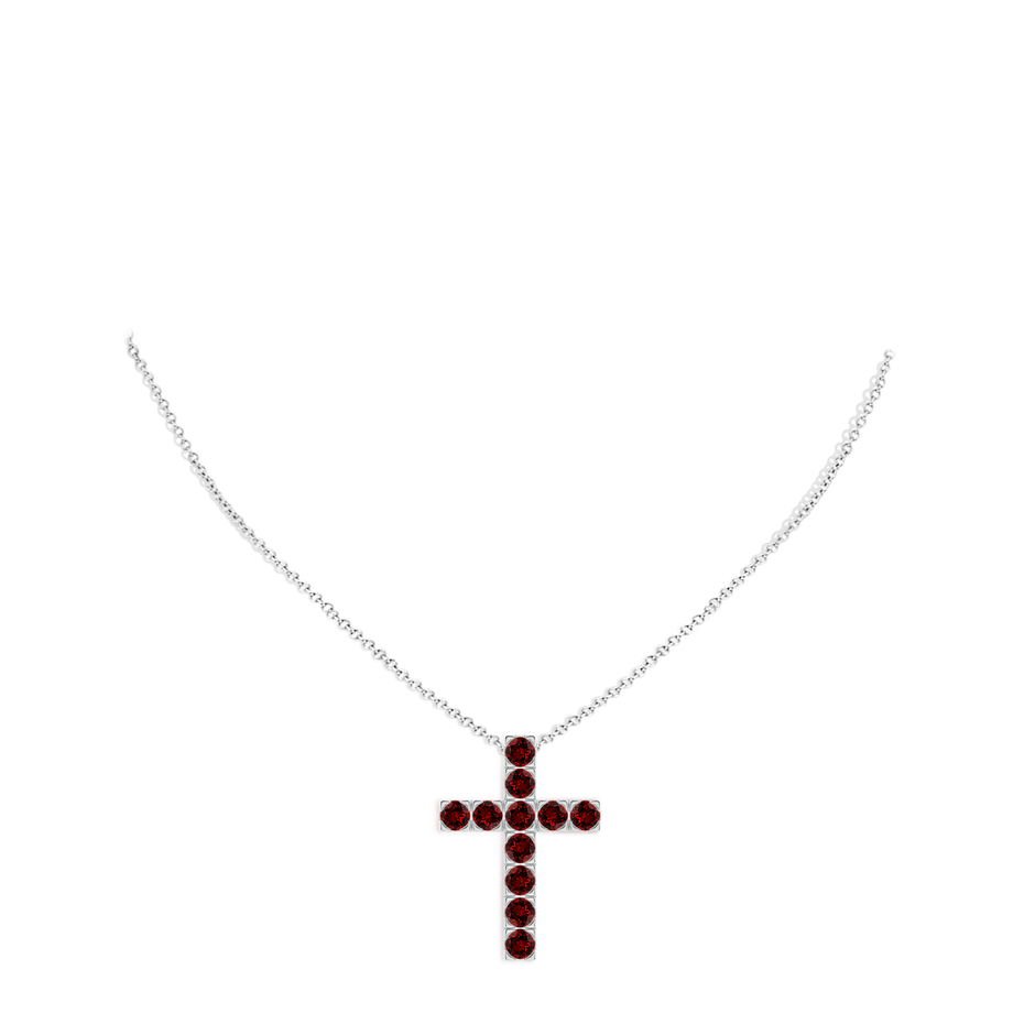 3mm Labgrown Lab-Grown Flat Prong-Set Ruby Cross Pendant in White Gold pen