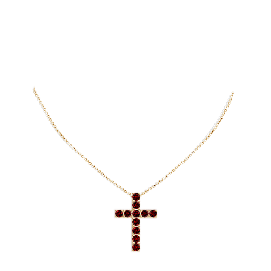 3mm Labgrown Lab-Grown Flat Prong-Set Ruby Cross Pendant in Yellow Gold pen