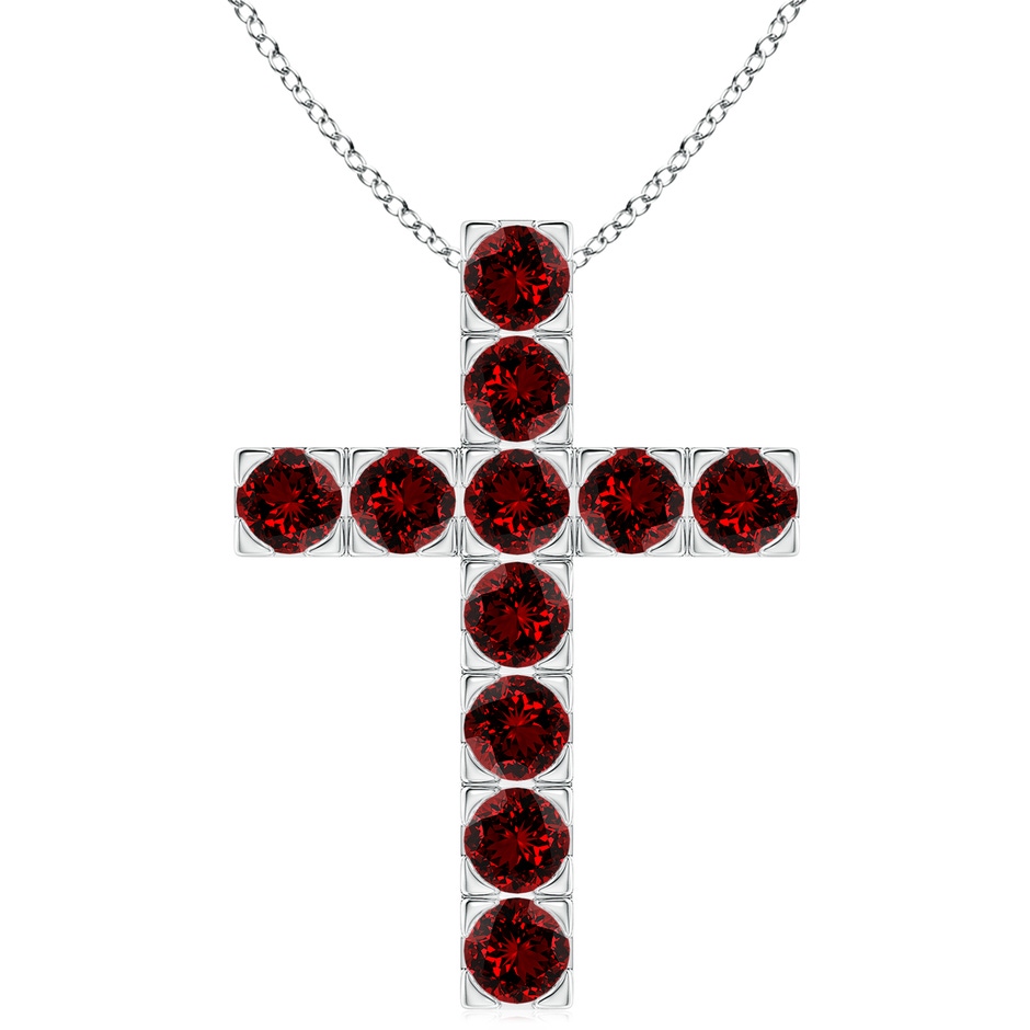 4mm Labgrown Lab-Grown Flat Prong-Set Ruby Cross Pendant in P950 Platinum 