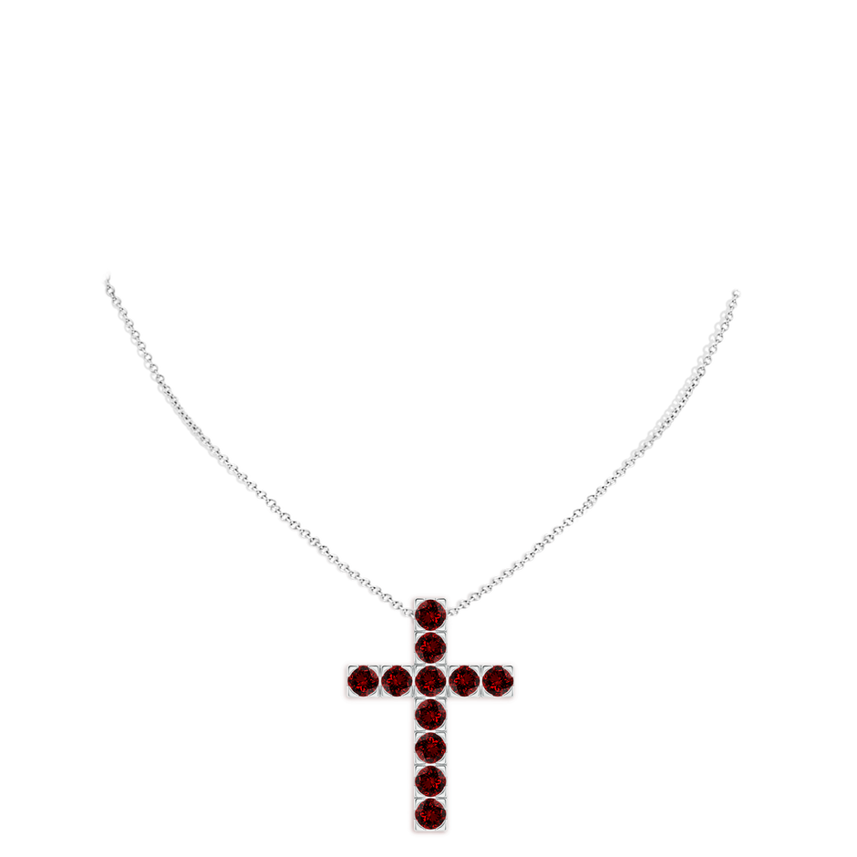 4mm Labgrown Lab-Grown Flat Prong-Set Ruby Cross Pendant in P950 Platinum pen