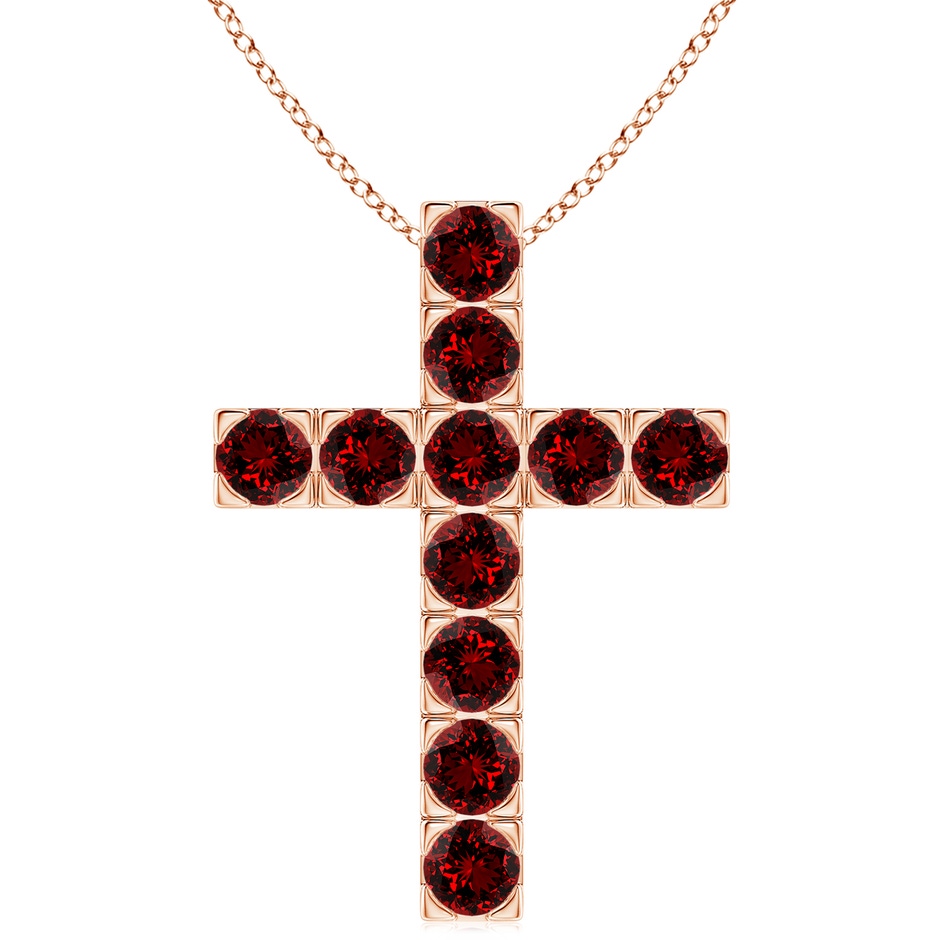 4mm Labgrown Lab-Grown Flat Prong-Set Ruby Cross Pendant in Rose Gold 