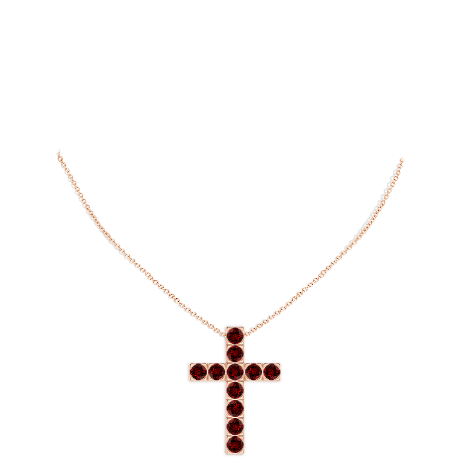 4mm Labgrown Lab-Grown Flat Prong-Set Ruby Cross Pendant in Rose Gold pen