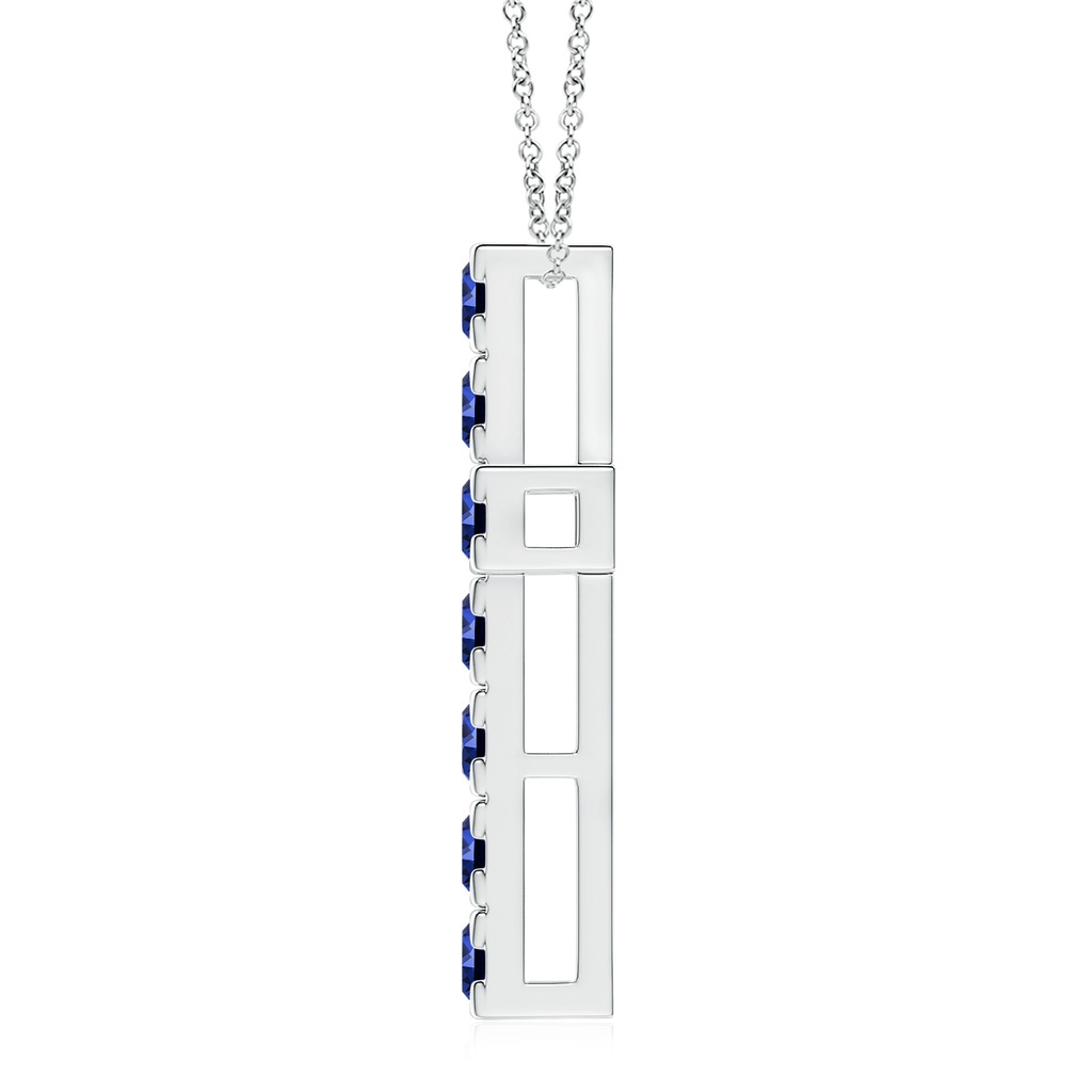 3.5mm Labgrown Lab-Grown Flat Prong-Set Blue Sapphire Cross Pendant in White Gold Side 199