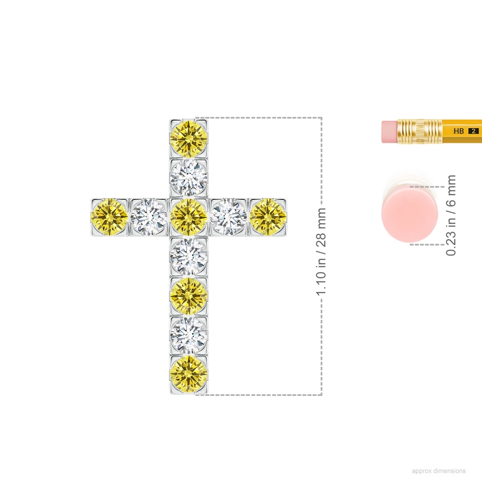 3.5mm Labgrown Flat Prong-Set Lab-Grown Fancy Intense Yellow Diamond Cross Pendant in White Gold ruler