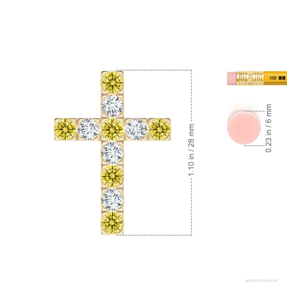 3.5mm Labgrown Flat Prong-Set Lab-Grown Fancy Intense Yellow Diamond Cross Pendant in Yellow Gold ruler