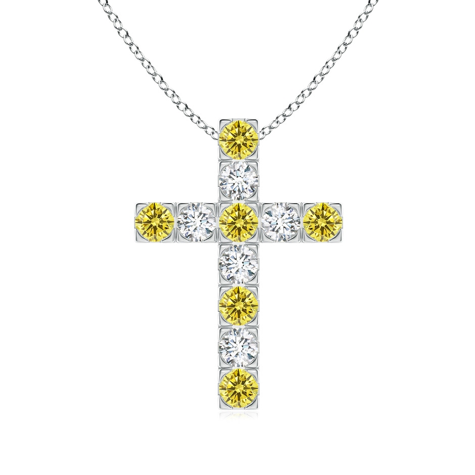 3mm Labgrown Flat Prong-Set Lab-Grown Fancy Intense Yellow Diamond Cross Pendant in P950 Platinum 