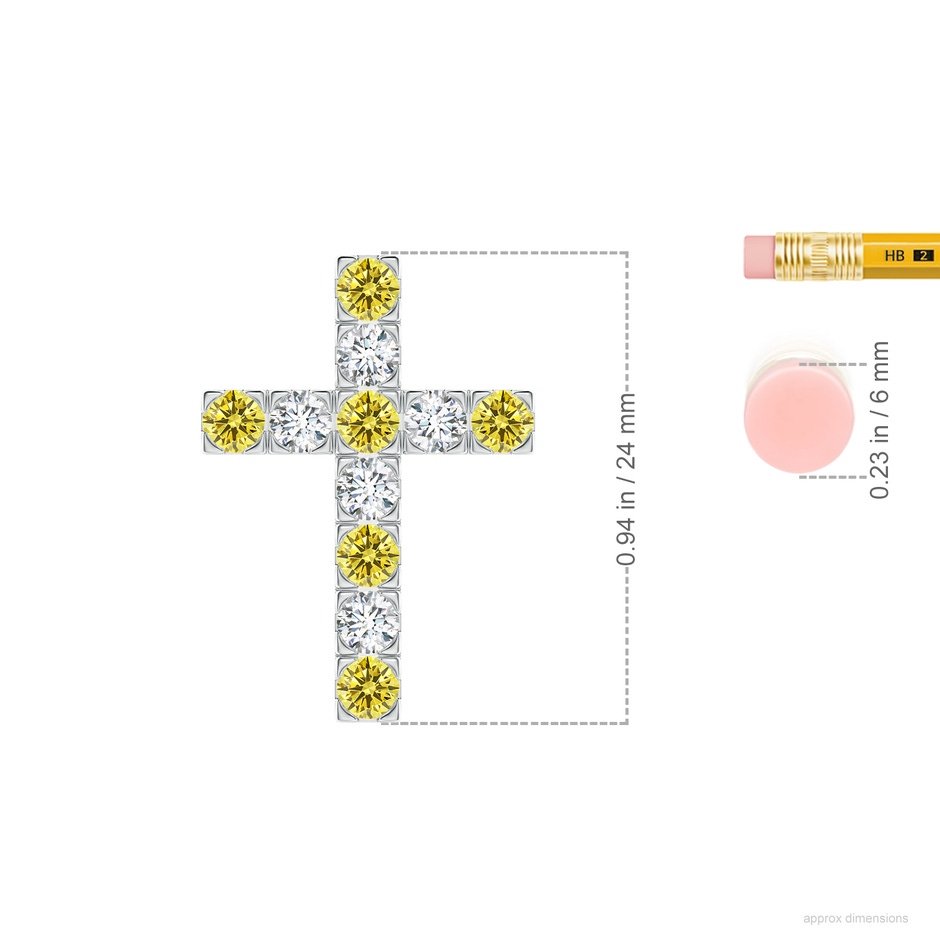3mm Labgrown Flat Prong-Set Lab-Grown Fancy Intense Yellow Diamond Cross Pendant in P950 Platinum ruler