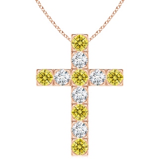 4mm Labgrown Flat Prong-Set Lab-Grown Fancy Intense Yellow Diamond Cross Pendant in 18K Rose Gold