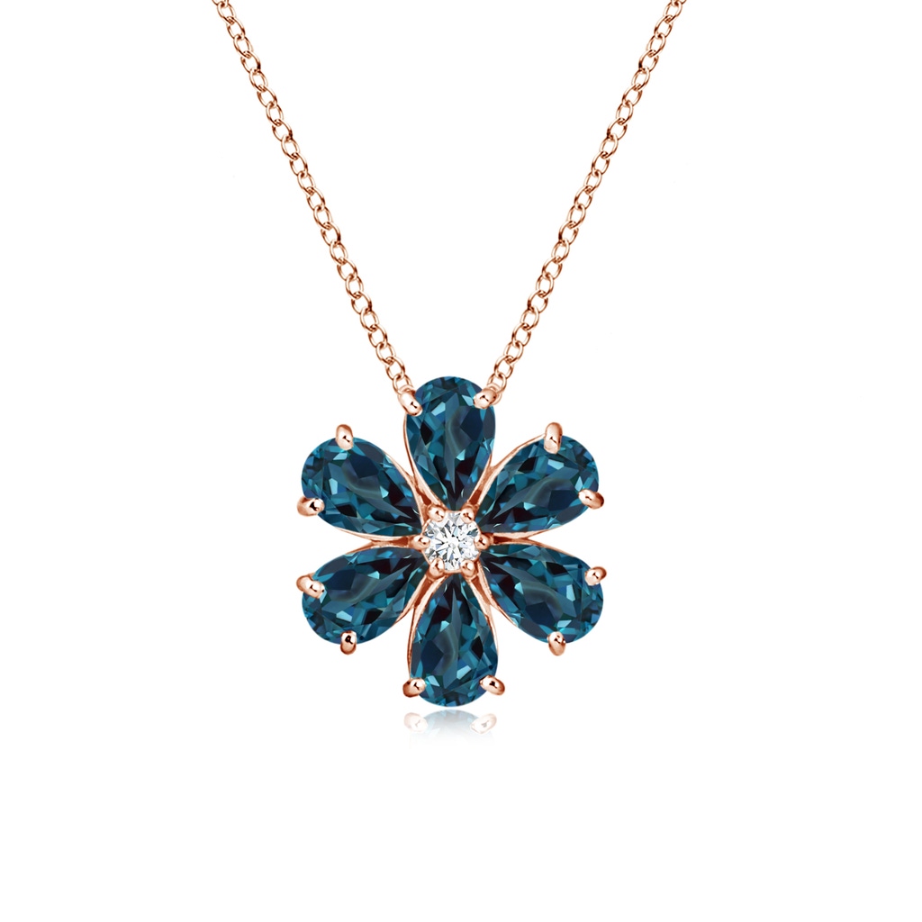 6x4mm Labgrown Lab-Grown Alexandrite Flower Clustre Pendant with Diamond in Rose Gold