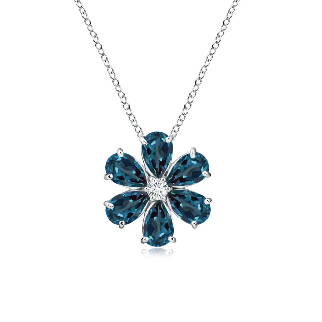 6x4mm Labgrown Lab-Grown Alexandrite Flower Cluster Pendant with Diamond in White Gold