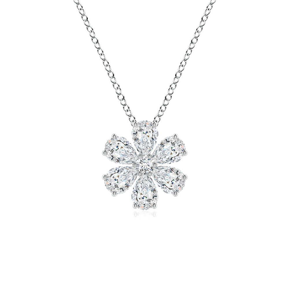 5x3.5mm FGVS Pear Lab-Grown Diamond Flower Clustre Pendant in White Gold