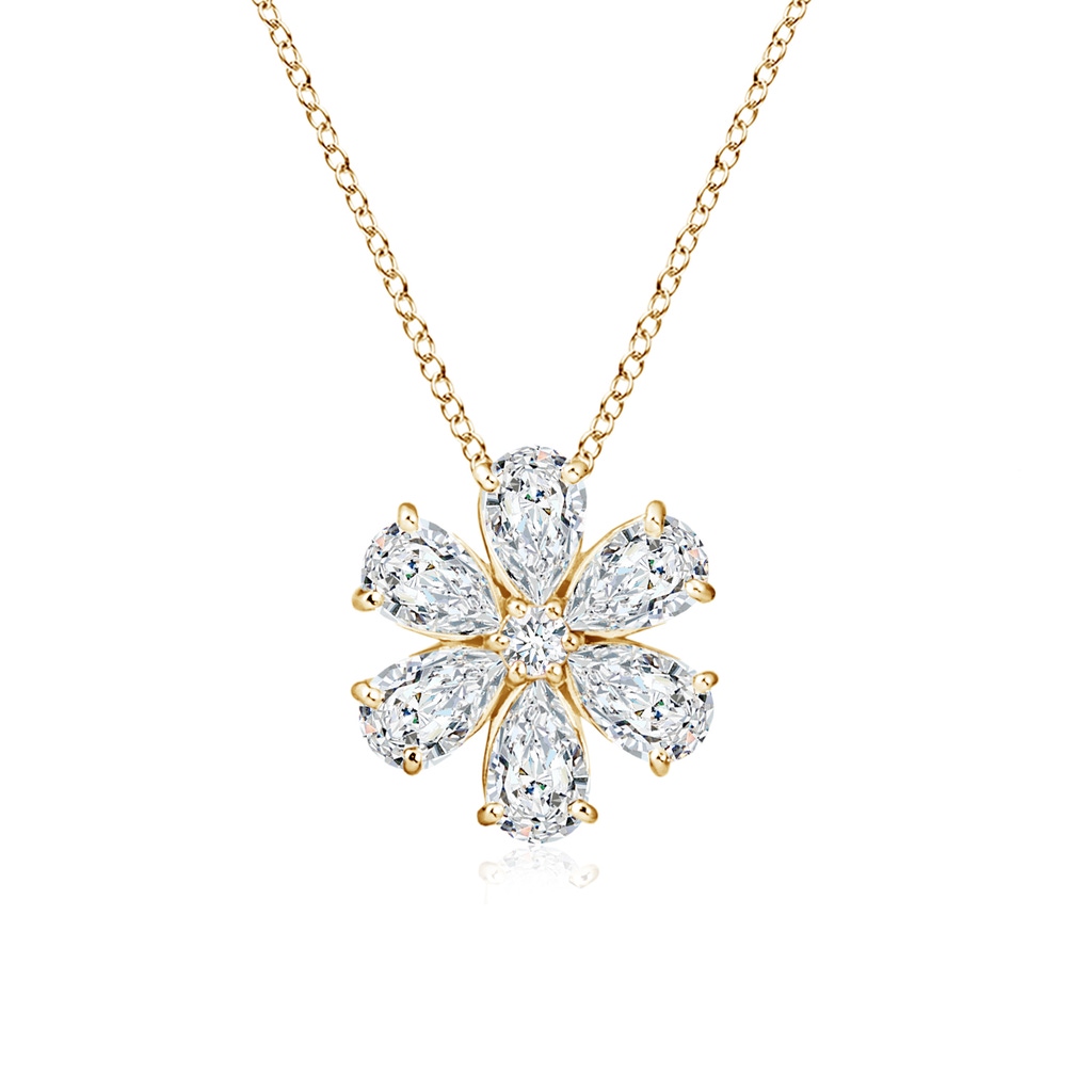 6x4mm FGVS Pear Lab-Grown Diamond Flower Cluster Pendant in Yellow Gold