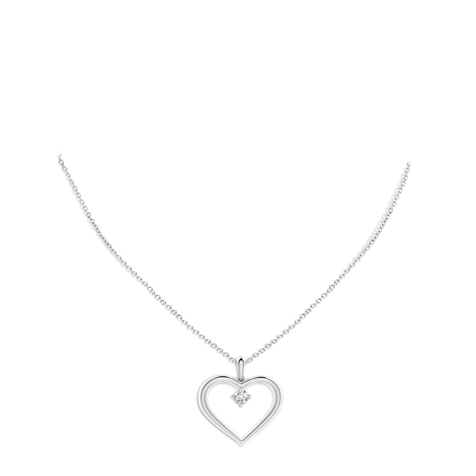 5.1mm FGVS Lab-Grown Solitaire Diamond Heart Pendant in 9K White Gold pen