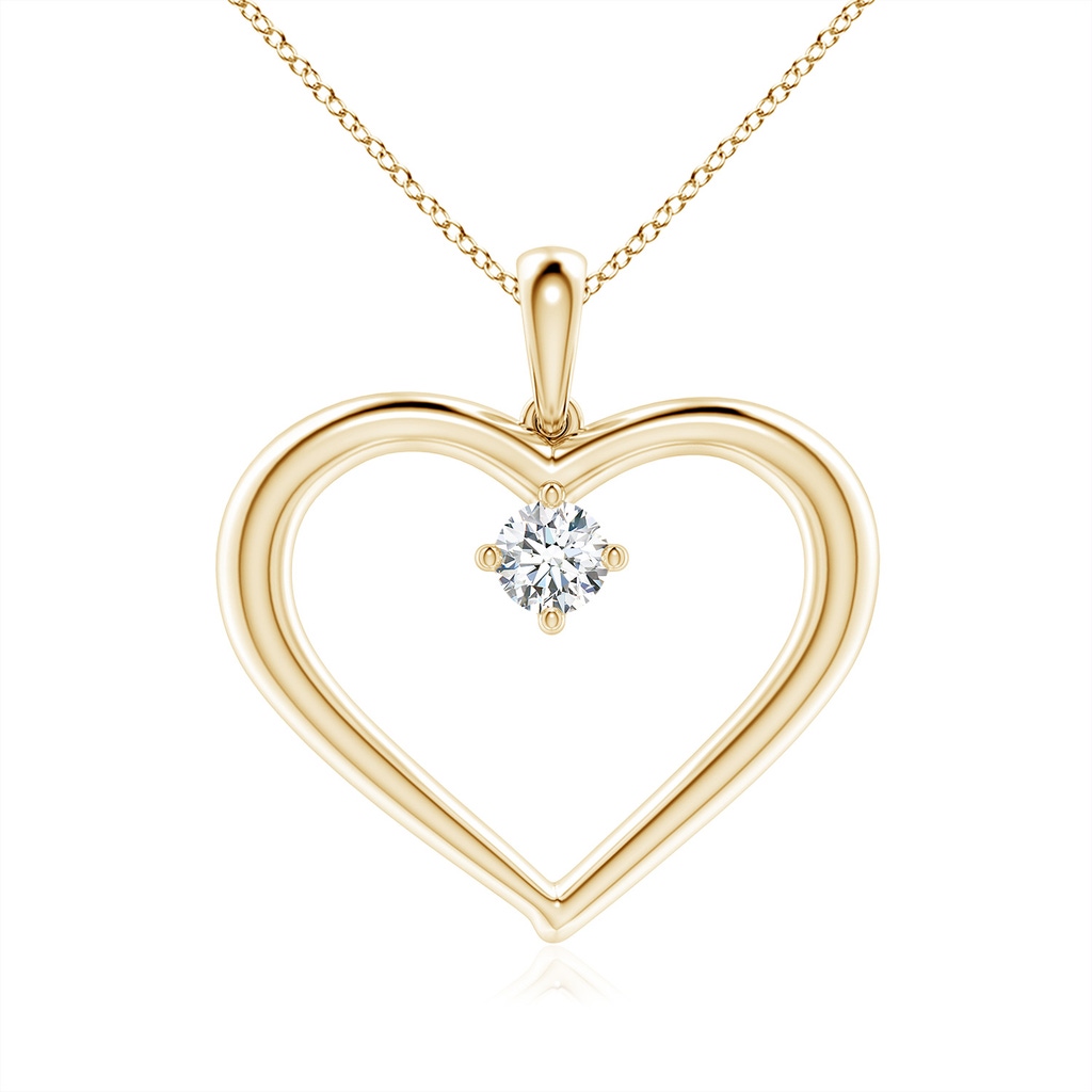 5.1mm FGVS Lab-Grown Solitaire Diamond Heart Pendant in Yellow Gold