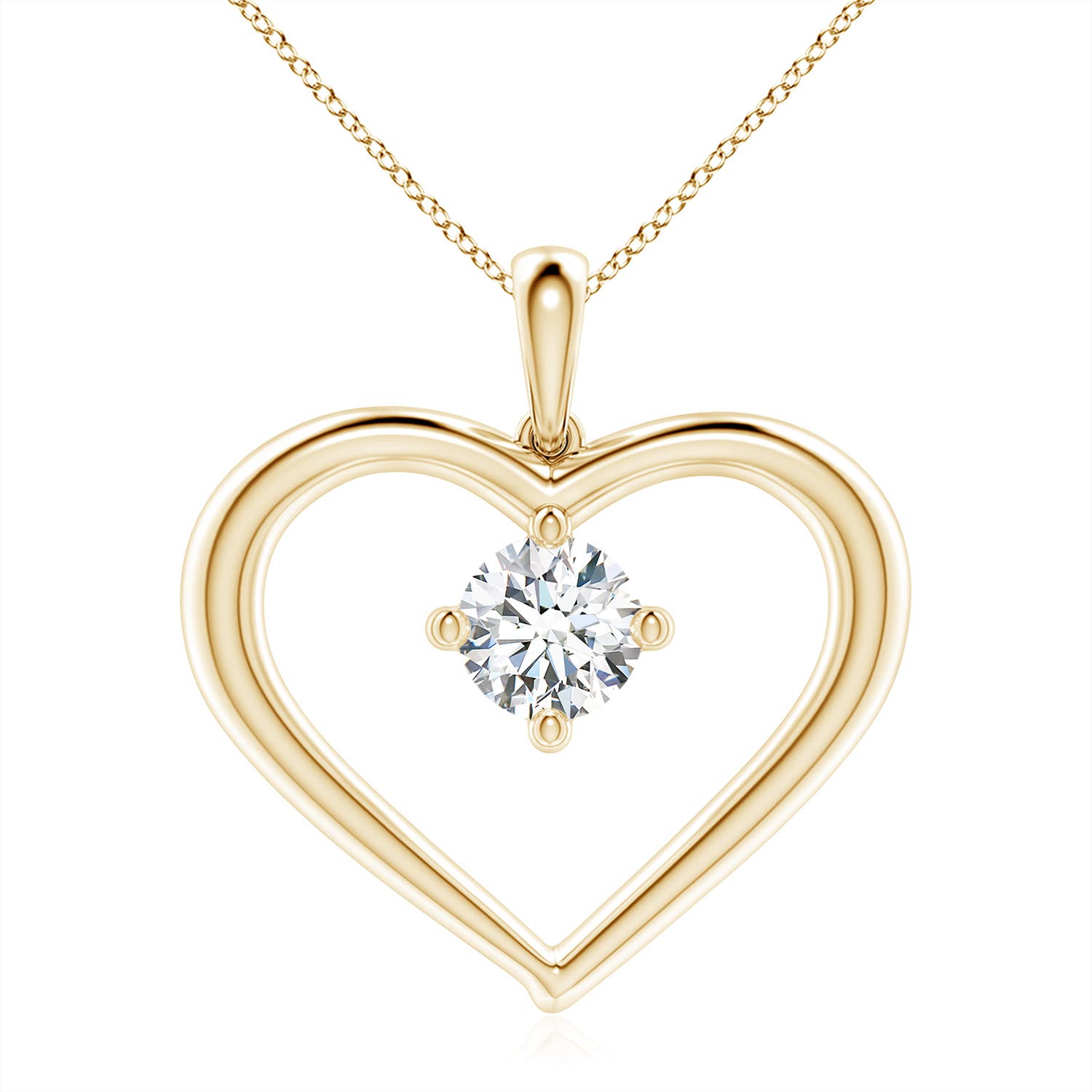 7.4mm FGVS Lab-Grown Solitaire Diamond Heart Pendant in 18K Yellow Gold