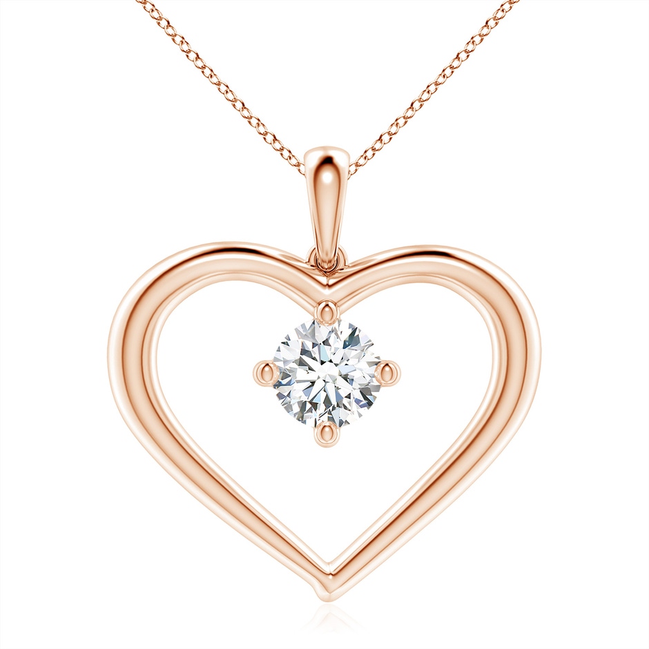 7.4mm FGVS Lab-Grown Solitaire Diamond Heart Pendant in Rose Gold 