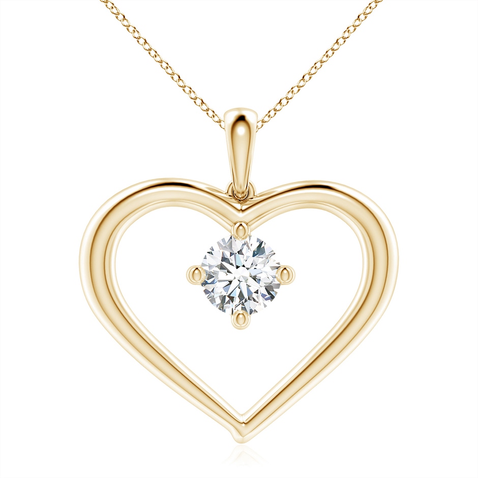 7.4mm FGVS Lab-Grown Solitaire Diamond Heart Pendant in Yellow Gold 