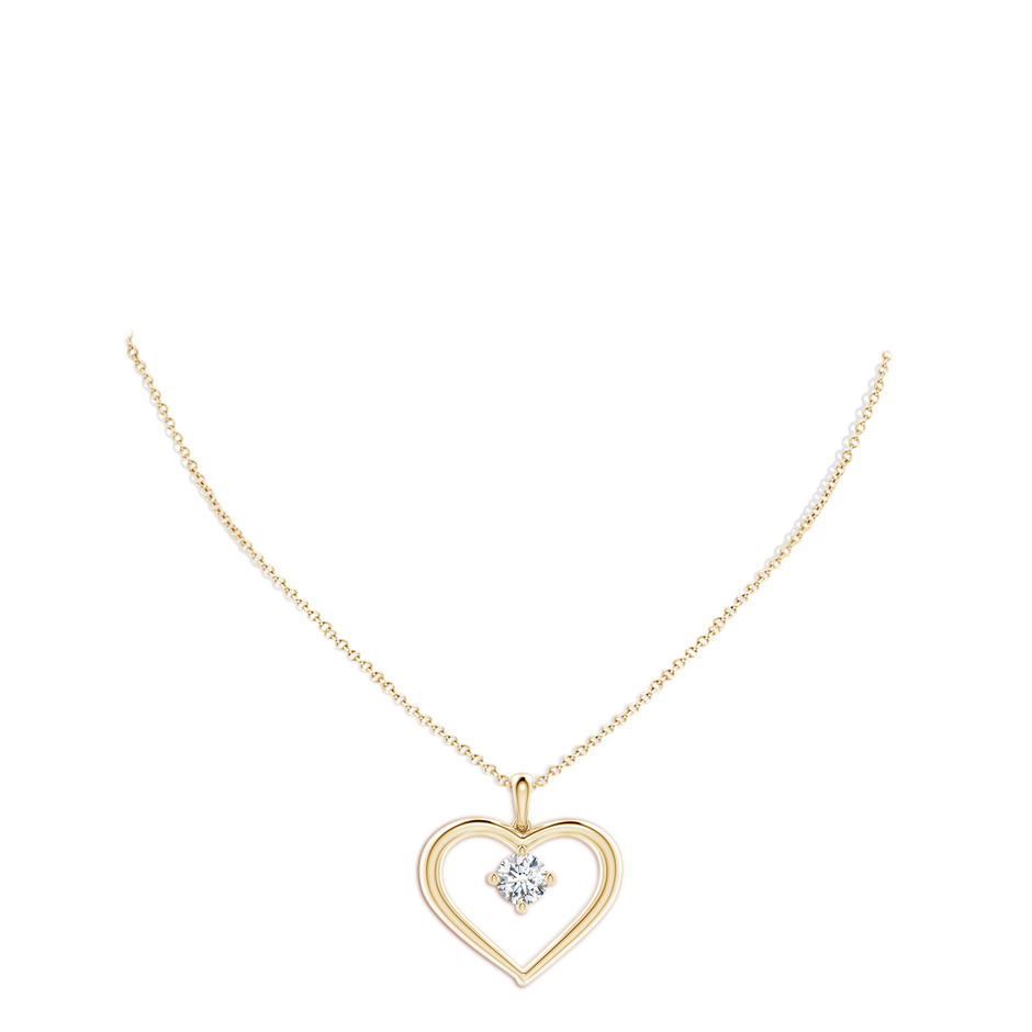 7.4mm FGVS Lab-Grown Solitaire Diamond Heart Pendant in Yellow Gold pen