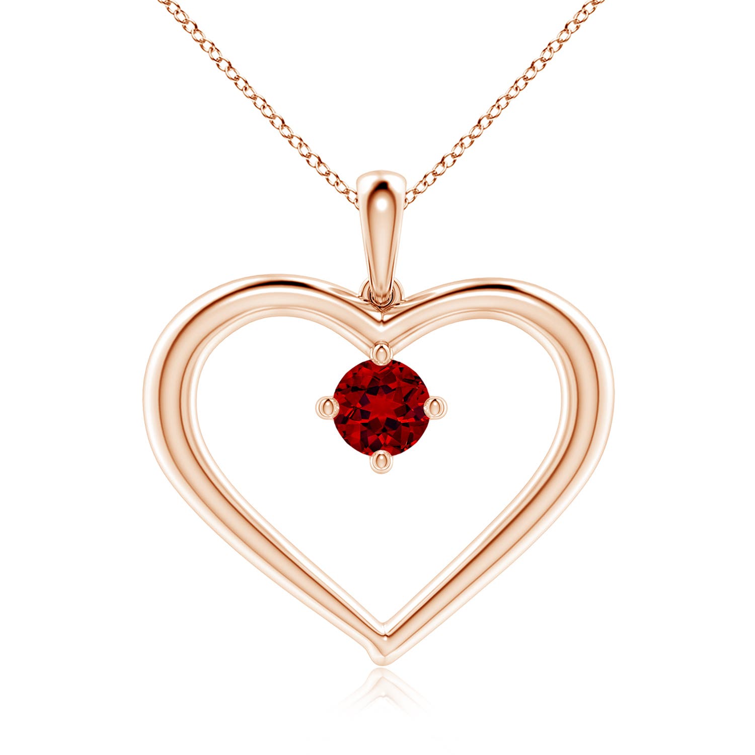 6mm Labgrown Lab-Grown Solitaire Ruby Heart Pendant in Rose Gold