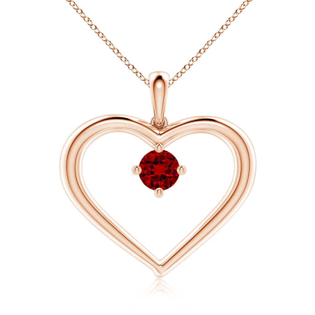 6mm Labgrown Lab-Grown Solitaire Ruby Heart Pendant in Rose Gold