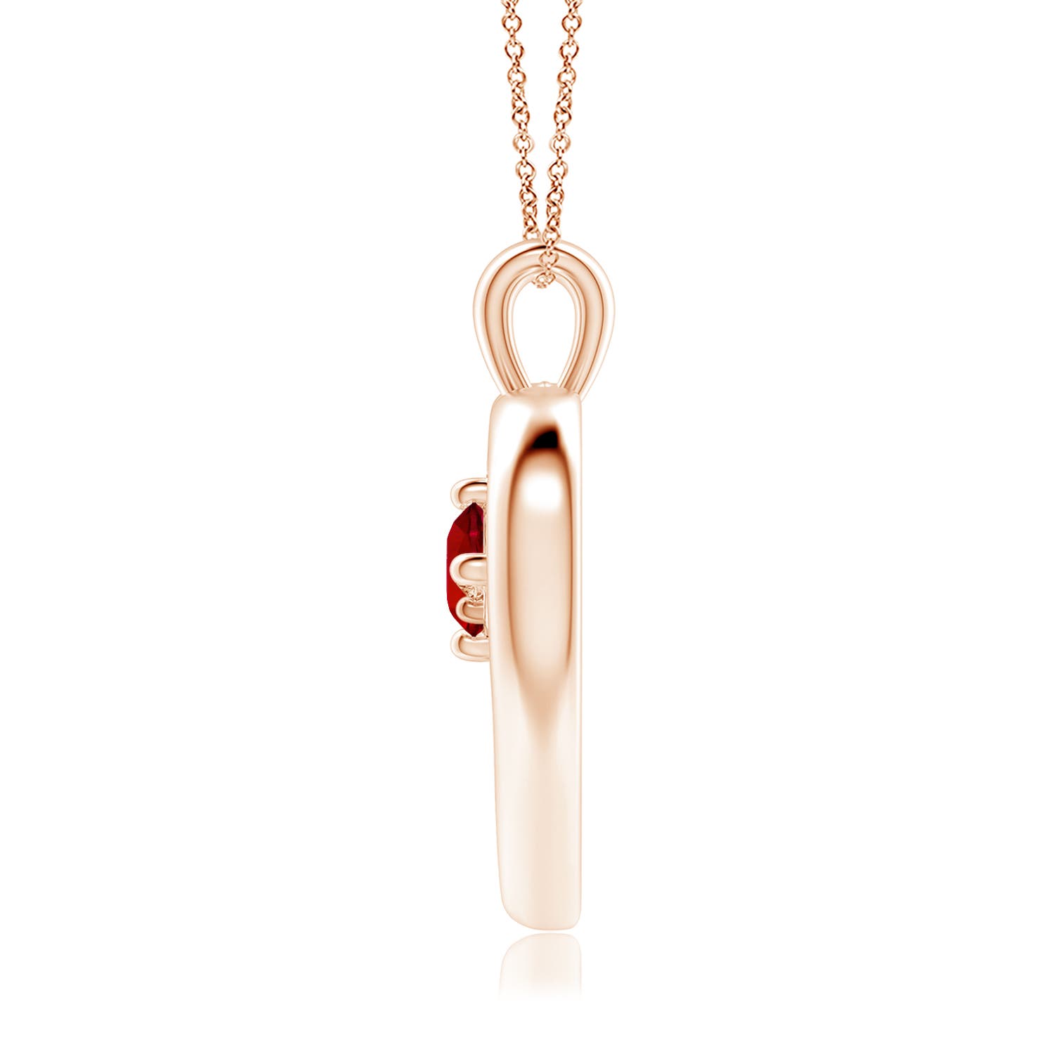 6mm Labgrown Lab-Grown Solitaire Ruby Heart Pendant in Rose Gold