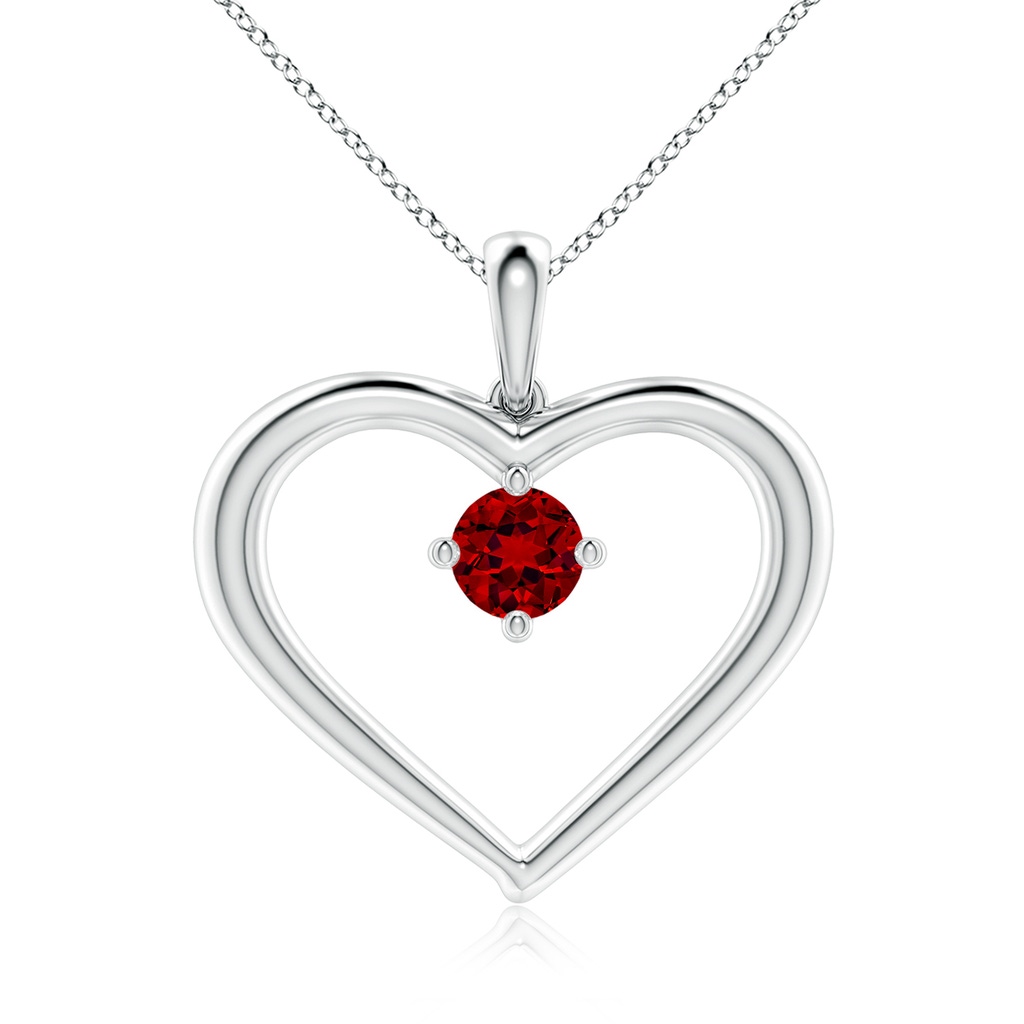 6mm Labgrown Lab-Grown Solitaire Ruby Heart Pendant in S999 Silver