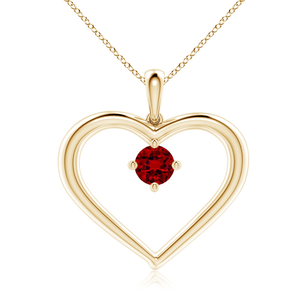 6mm Labgrown Lab-Grown Solitaire Ruby Heart Pendant in Yellow Gold