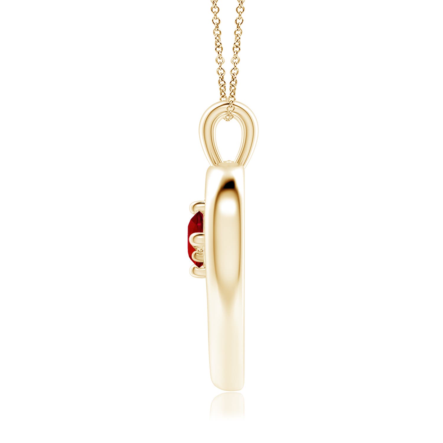 6mm Labgrown Lab-Grown Solitaire Ruby Heart Pendant in Yellow Gold