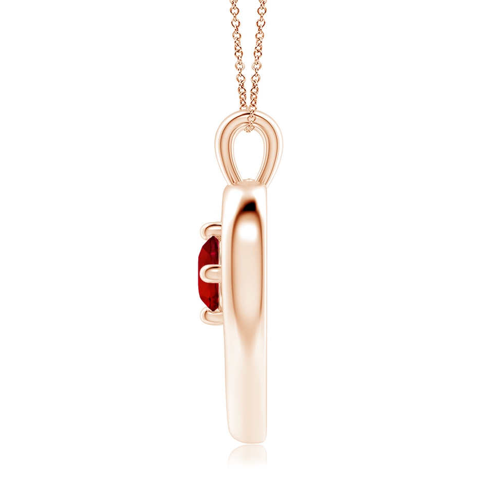 7mm Labgrown Lab-Grown Solitaire Ruby Heart Pendant in 18K Rose Gold side 199